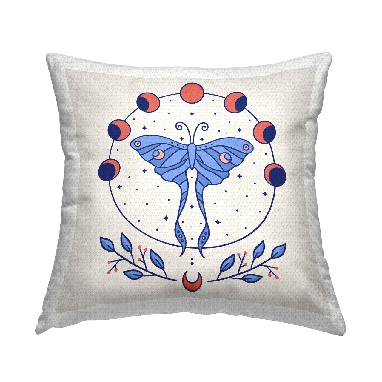 Celestial Luna Moth Outdoor Printed Pillow Design by Ahmed Sameh Hussein, 18 x 7 x 18
